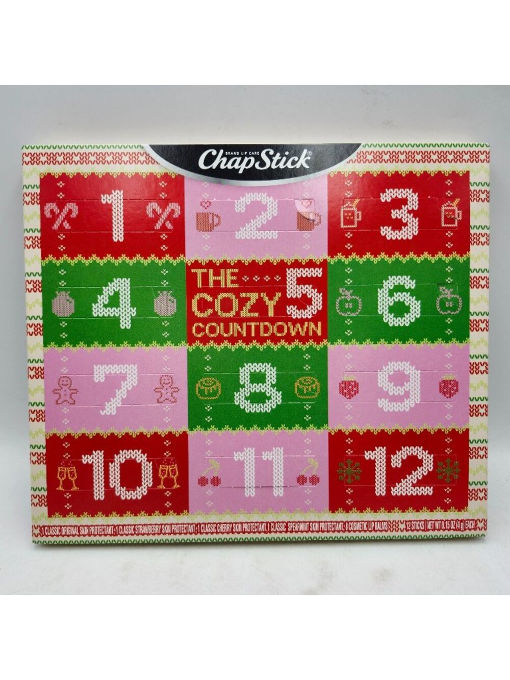 ChapStick The Cozy Countdown Holiday Advent Calendar 12 Piece Lip Balm Set